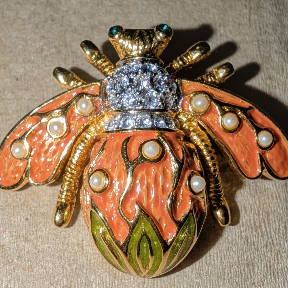 Joan Rivers Bee Brooch with Pearl Accents